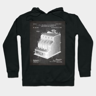 Cash Register Patent - Entrepreneur Office Décor Art - Black Chalkboard Hoodie